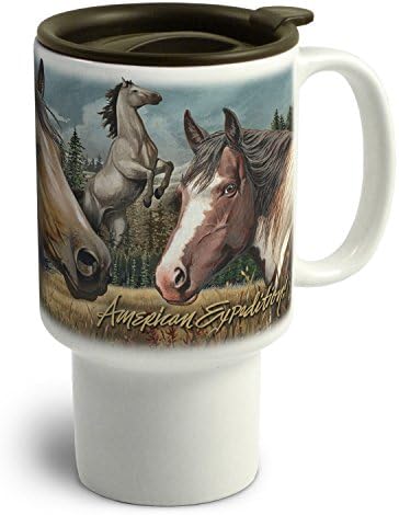 American Expedition CTMG-310 Stoneware Travel Mug, Mustang Collage, Multi-Color