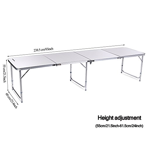 Ancheer Falttisch Campingtisch höhenverstellbar Tisch ,Quad-Falten Aluminium Camping Klapptisch,Tragegriff ,238.5x60x55–62CM - 2