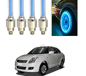 feelitson Car Tyre Led Light Rim Valve Cap Flashing With Motion Sensor Blue Set of 4 Pcs for Swift Dzire Old