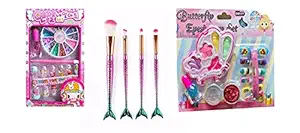 Aashiya trades Real Cosmetic for Little Girls ,Kids Makeup Kit for Girls, Kids Play Washable Makeup Set and Nail Art Box and 4 Piece Makeup Brush , Best Girl Gifts for 3/4/5/6/7year