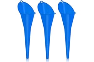 MILOLL Funnel - Oil Long Funnel for Car - Round Kitchen Funnel for Filling Bottles, Jars & Containers Automotive Oil Funnel for Gas, Lubricants and Fluids (12.0 Fluid Ounces, Oval, 3, Blue Funnel)
