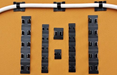 10 SMALL BLACK matt coated aluminium self-adhesive cable clips - open arm/modem clips for indoor use