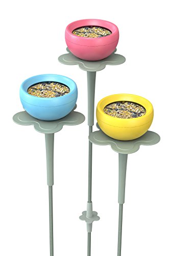 The NutteryPODD01 Pod Bird Feeder - 3 Pack in Red, Blue & Yellow - Stylish and Durable Feeding Pods for Garden Birds