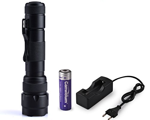 Canwelum Superhelle Hochleistungs CREE LED Taschenlampe, aufladbare Taschenlampe mit Smart Schwanz Knopfschalter mit 5-Mode-Controllern (Ein Komplett-Set mit Akku und Ladegeraet) - 3