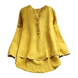 DAYLIN Mujer Camisas de Lino Casual Suelto Botones Tops Blusa T Shirts...