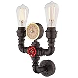 Wand Strahler Wasser Rohr Leuchte Quartz Uhr Retro Lampe Beleuchtung 2-flammig Globo 43000W2