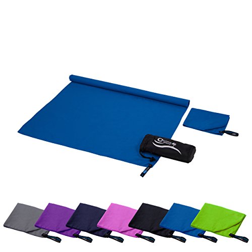 2er Set Reisehandtuch dark blue Mikrofaser Handtuch 70×140 cm + 30x50cm Sport-Handtuch saugfähig Badehandtuch (Dark Blue) - 3
