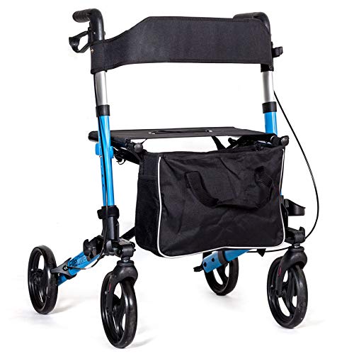 Elite Care X Cruise - Andador plegable ligero y compacto con asiento - Azul