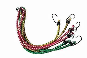 BIGZOOM High Strength Elastic Bungee/Shock Cord Cables, Luggage Tying Rope with Hooks, Set of 5 for-Bajaj Avenger 220 DTS-i