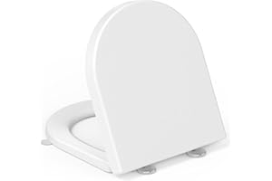 Abattant WC Forme D, YEAUPE PRO Cuvette Toilette avec Frein de Chute, Lunette WC Avec Charnière Métallique, Lunette de Toilette Universelle, Blanc, 42,5 * 36,3 * 4,9CM