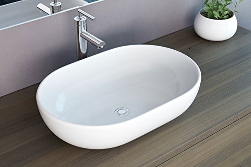 NEG Waschbecken Uno34A (oval) Aufsatz-Waschschale/Waschtisch (weiß) mit hohem Rand und Nano-Beschichtung - 4