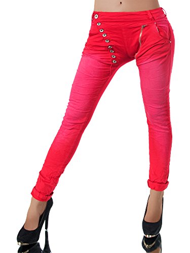 Diva-Jeans -  Jeans - Boyfriend - Tinta Unita - Donna Rot (S)