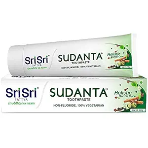 Sri Sri Tattva Sudanta Herbal Toothpaste - All Natural, Fluoride Free Tooth Paste with Cloves, Cinnamon, Bakul & More - 200g (Pack of 4), for Kids and Adults