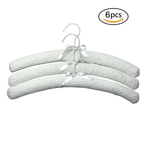 Cotton Padded Coat Hangers, Space Saving, White (6 Pcs)