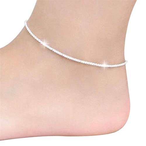 DDG EDMMS Women Party Anklets Double Twist Intertwined Shape Silver Chain Sparkly Ankle Bracelet Jewelry Ideal Gifts for Wife Or Girlfriend Women Gift Set