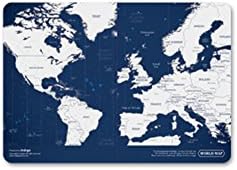 World Map Passport Holder Cover Travel Wallet Card Case Vintage Retro Style (Indigo )