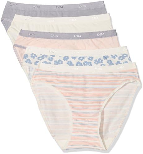 DIM Women’s Les Pockets Coton Slip X5 Panties, Multicolore (Lot Beige Sweet Bleu Summer), UK 18 Pack of 5
