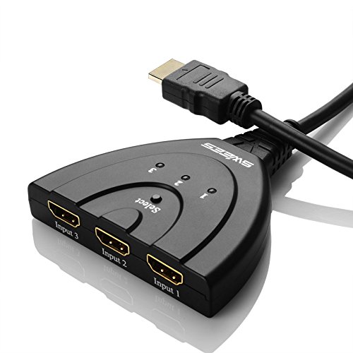 Swees 3D Ready Full HD 1080p HDMI Switch (flexibel) – 3 Port Umschalter Switcher | 3 x IN / 1 x OUT | Dolby True HD – Schwarz - 2