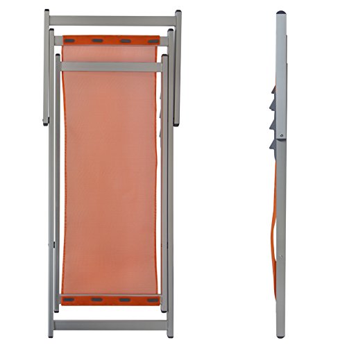 Liegestuhl Deckchair SANJO klappbar in vielen Farben Gartenliege 3-fach höhenverstellbar Gartenstuhl Klappstuhl Strandliege, Farbe:Himbeerpink - 7