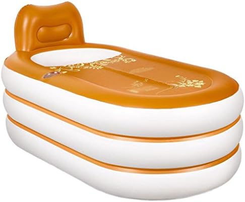 GUOYUN PVC Plastic Family expenses Orange Inflatable bathtub Adult Thicker Tub Bath barrel Folding bathtub Heat preservation (115 * 85 * 50 cm) Hand pump Electric pump