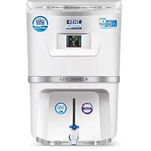 KENT Grand Star RO Water Purifier (11070) | RO+UV+UF+TDS Control+UV in Tank | Wall Mountable| Zero Water Wastage| Digital Display of Purity| Patented Mineral RO Technology| 9L Storage | 20 L/hr Output