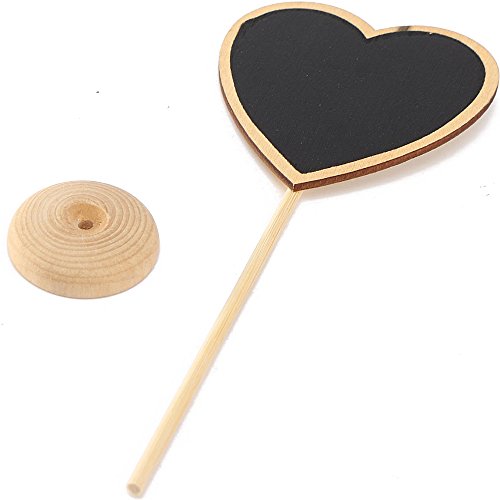 10 Stk Mini Holz Tafel Chalkboard Staffelei mit Ständer und robust Dicke Basis Herzform - 4
