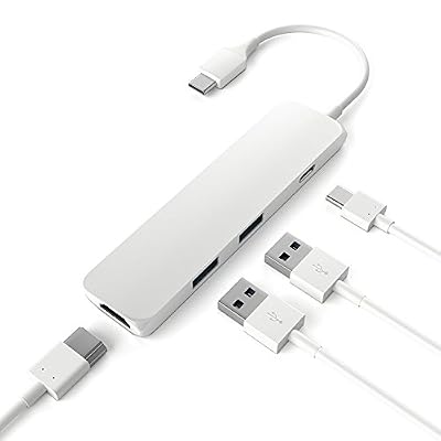 Satechi Adaptateur Fin Multi-Ports Type-C en Aluminium avec Port de Chargement Type-C, Sortie Vidéo 4K HDMI, et 2 Ports USB 3.0 Ultraléger et portable pour ordinateurs et tablettes Type-C - Compatible MacBook Pro 2016, MacBook 2015/2016, Google Chromebo…