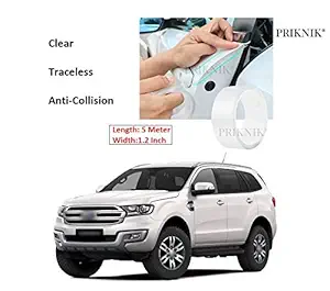 PRIKNIK Car Door Transparent Seal Strip Door Edge Guard Bumper Cover Strips Entry Sill Scuff Plate Invisible Door Anti-Scratch Waterproof (1 Inch x 5metre) Compatible with Ford Endeavour