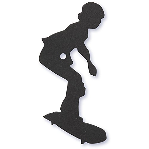 Stanzfigur aus Pappe, Größe 56x67 mm, Schwarz, Skater, 10Stck.