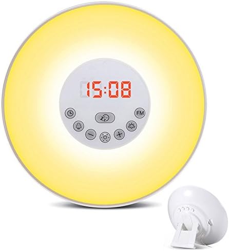 HUGEE Alarm Clock Wake Up Light Sunrise Simulation FM Radio Touch Control USB Charger