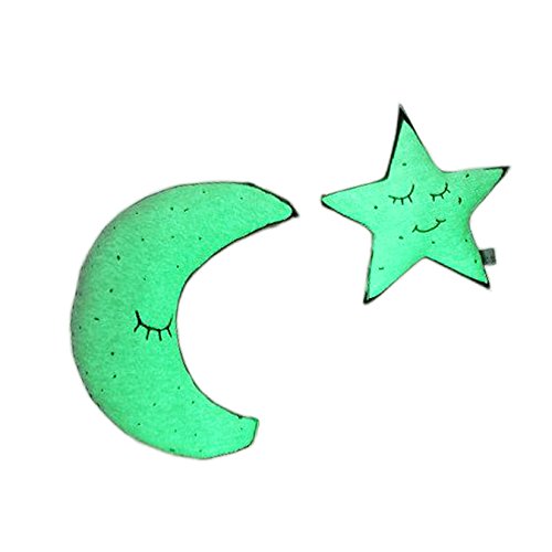 Sam's Fishing Glow in the Dark Bright Light up Twinkling Star Moon Baby Bed Pillows Decoration Soft Bulb Plush Luminous Cushion Pillow Toy