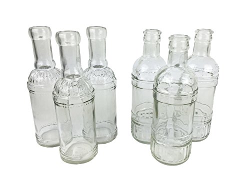 6er Set Glasflaschen, transparent (Vasen Set für Tischdekoration, Hochzeitsvasen, Kerzenvase, Gastro - 2