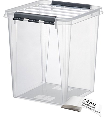 ORTHEX Smart Store Classic 13 / 6 Stück Aufbewahrungsboxen mit Clip-Verschluss im SET, inkl. Beschriftungsetiketten