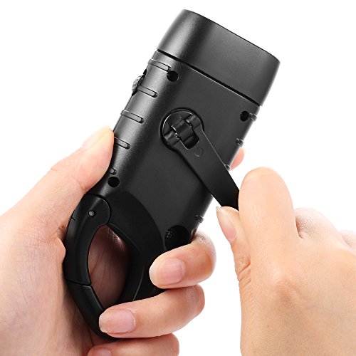 Simpeak LED Taschenlampe Handkurbel Solar Dynamo Karabiner Energie wiederaufladbare Taschenlampe für Camping Klettern Wandern - 7