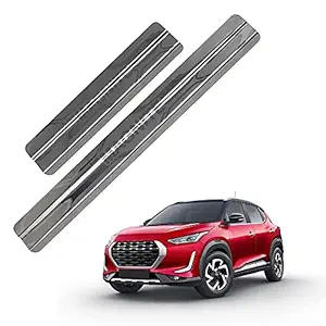 Galio Car Footsteps Scuff Plate Sill Guard Stainless Steel (After-Market) Compatible with Nissan Magnite 2021