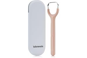Venneir® Tongue Scraper with Travel Case, Oral Glide Pro–Bad Breath Treatment, Medical-Grade Stainless Steel– for Adults & Kids. 100% Rustproof, Sleek & Effective Design (Coral Sand)