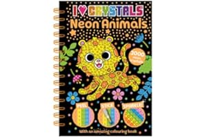 Bookoli | Neon Animals I Love Crystals Book | Diamond Painting for Kids | Children's Craft Activity for Ages 6 to 9 | with Colouring Book & Over 2000 Neon Crystals