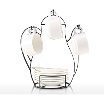 GHWIE Porta Tazze Da Caffè Ad Albero Con 6 Ganci | Supporto Verticale Antiscivolo Nero Per Organizzare Tazzine In Cucina