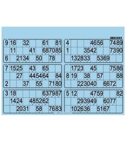 Planche de 6 grilles de Loto 29x20cm, Carton Epais - Plaque 90 numeros