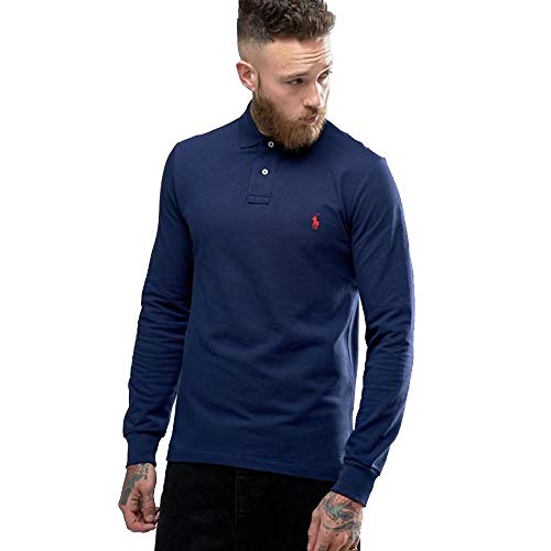 Ralph Lauren Polo a Manica Lunga Small Pony Custom Fit (M, Navy)