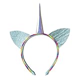 TRENDWERT Einhorn-Kostüm-Haarreif-Karneval & Fasching & Junggesellinenabschied Krone mit Regenbogenhaar für Damen, Herren und Kinder