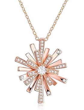 Beydodo Weihnachtsschmuck Versilbert Kette Anhänger Weihnachten Schneeflocke Halskette Silber/Rosegold für Damen...