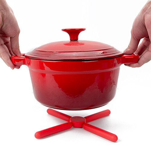 5/Pack Silikon Trivets / Topfuntersetzer von Ksendalo, faltbare / erweiterbare / reduzierbare / abnehmbar, Heavy-Duty / haltbar / rutschfest , Max 22x22cm, Min 8.8×3.0cm, 5 Farben - 2