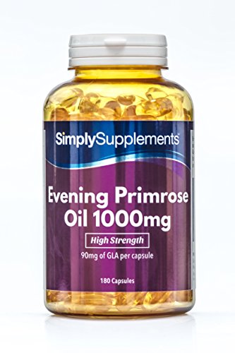 Aceite de Onagra 1000mg - 180 cápsulas - Hasta 6 meses de suministro - Para la salud del corazón y el equilibrio hormonal - SimplySupplements