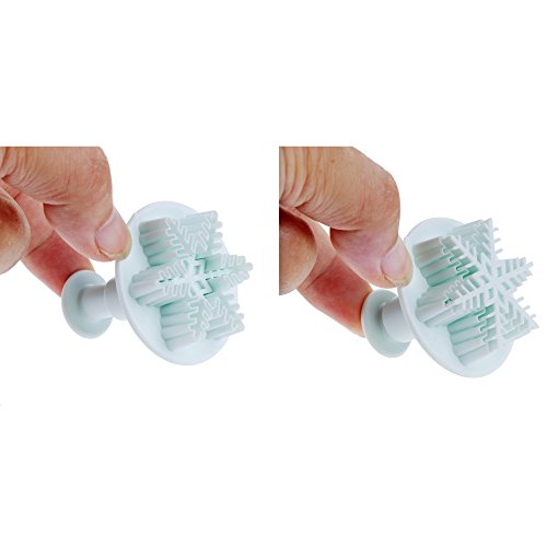Anpro Schneeflocken Mould Ausstecher 3- teiliges Dekorieren Fondant Prägewerkzeug Groß Schneeflocke Plunger Kuchen Cutter - 4