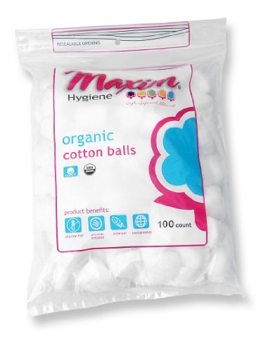maxim Organic Cotton Balls, Jumbo Size, 100 Cotton Balls