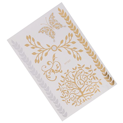 Mode Braut Haar Tattoos Temporaere Dekorative Aufkleber Gold Silber ht307 - 3