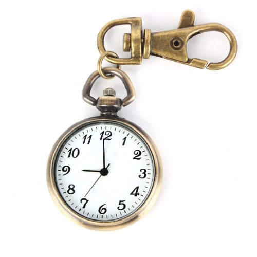 Gleader Bronze Farbe Rund Anhaenger Quarz Uhr Taschenuhr Schluesselring Damen Kinderuhr Geschenk Watch Xmas Gift