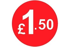 AUDIOPRINT LTD. Pack of 500-20mm Price Stickers/Labels - Choose from 10p to £95 - Bright Red - Many Prices to Choose from (£1.50 - Red)