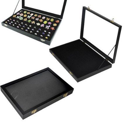 Preisvergleich Produktbild Itian 100 Slot Ohrring / Ring / Schmuck-Anzeigen-Aufbewahrungsbehälter Behälter-Kasten Organisator-Halter, Glasabdeckung